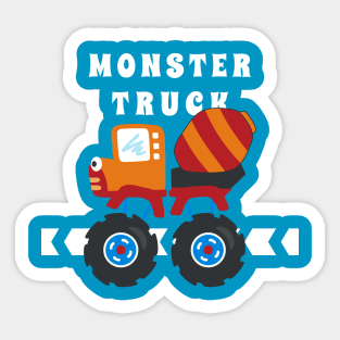 illustration of monster truck with cartoon style. Sticker